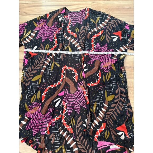 Gudrun Sjödén women's cotton kimono duster multicolor floral pattern size S/M - Picture 7 of 8